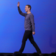 Facebook CEO Mark Zuckerberg walking south.